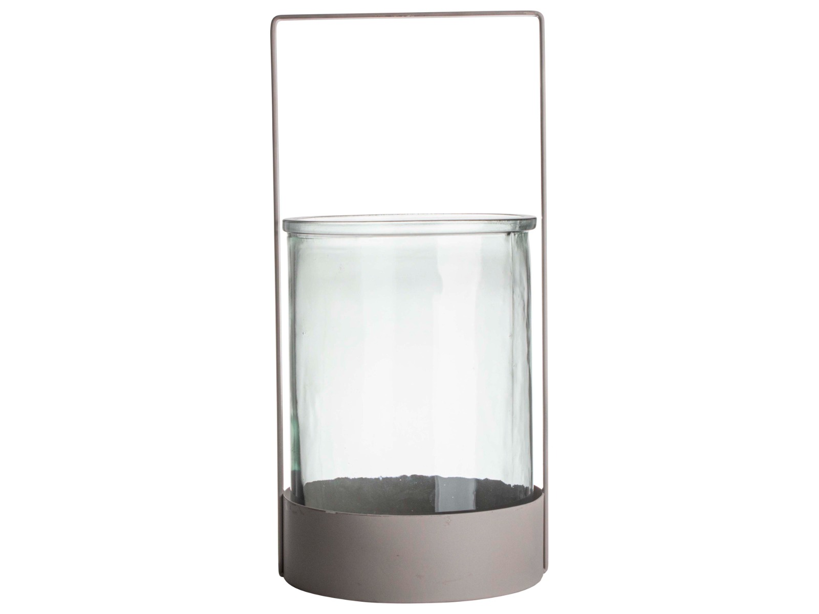Windlicht Glas Met Metaal Ø15,7x33 cm taupe/grijs