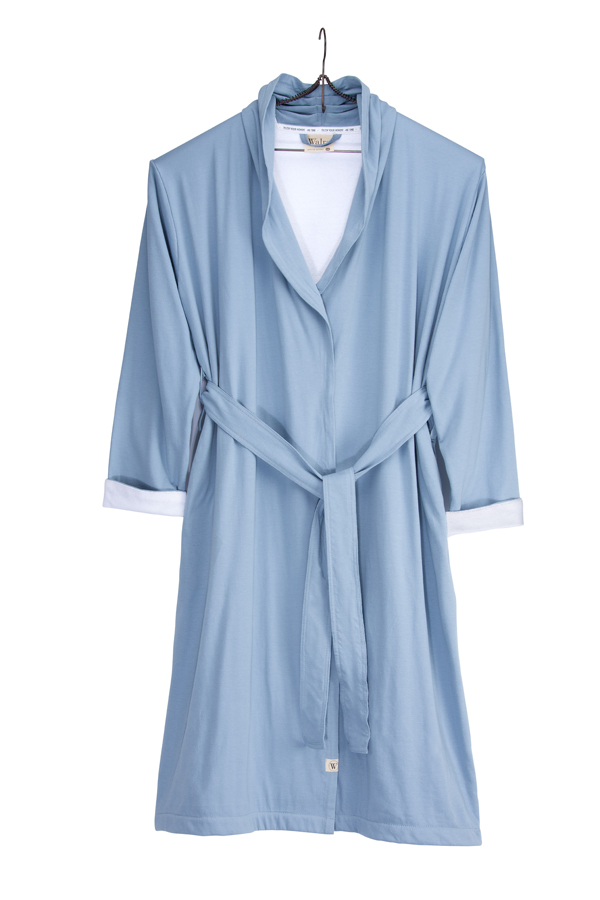 WALRA Badjas Soft Jersey Robe Blauw / Wit - S/M
