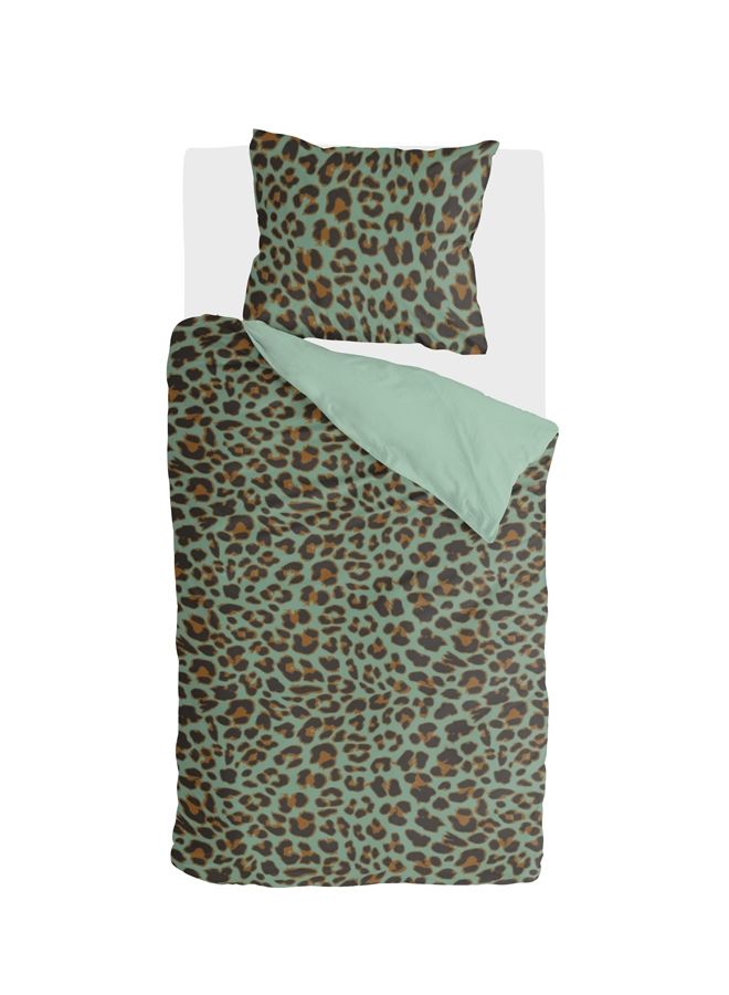 BYRKLUND Dekbedovertrek Lazy Leopard Groen - 140x220 cm (Walra)