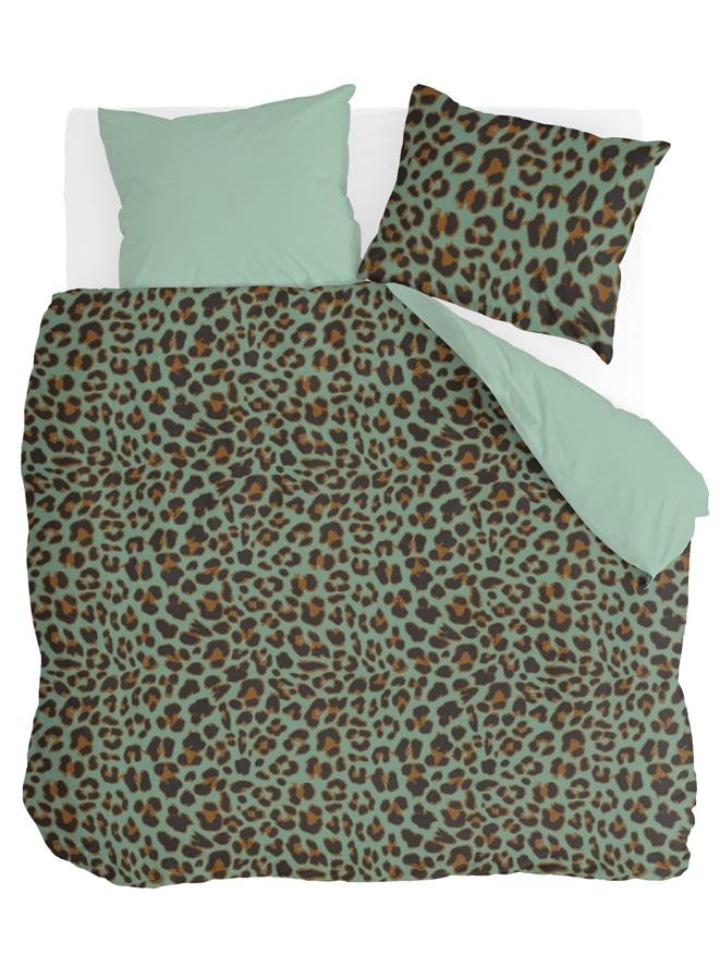 BYRKLUND Dekbedovertrek Lazy Leopard Groen - 200x220 cm (Walra)