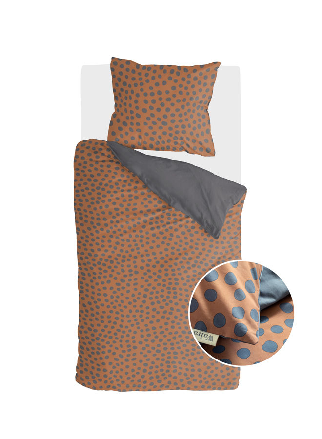 WALRA Dekbedovertrek Spots & Dots Cognac - 140x220 cm