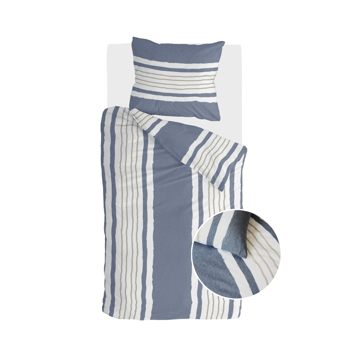 Walra Dekbedovertrek Remade Painted Stripes Jeans Blauw - 135x200 cm