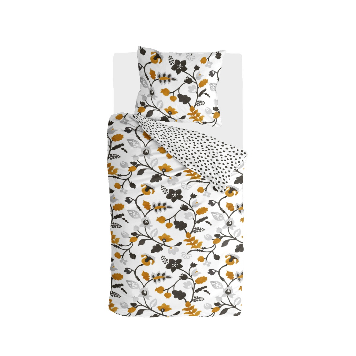 WALRA Dekbedovertrek Dots & Flowers Wit - 135x200 cm