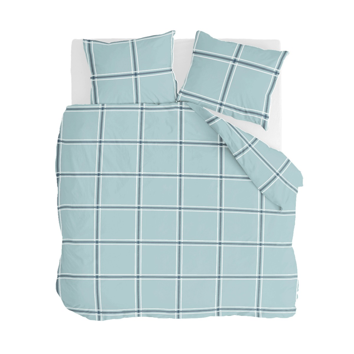 WALRA Dekbedovertrek Soft Squares Soft Squares Blauw 200x220 + 20 + 2x 60x70
